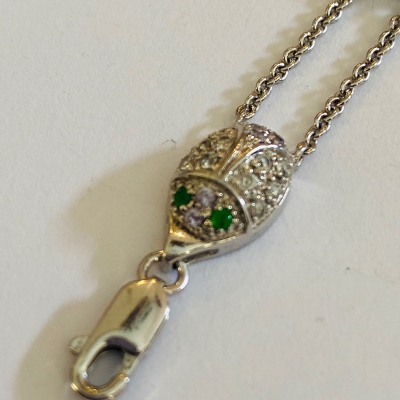 LJ Sterling Silver 925 Pave Beatle Bug Bracelet - Picture 5 of 9